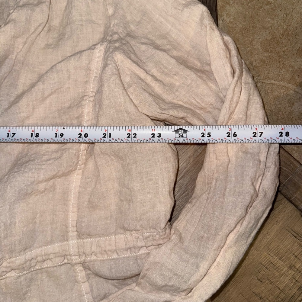 Eileen Fisher 100% Irish Linen Ruffled Tie Front Top Cardigan Neutral Size 2X - Picture 6 of 9